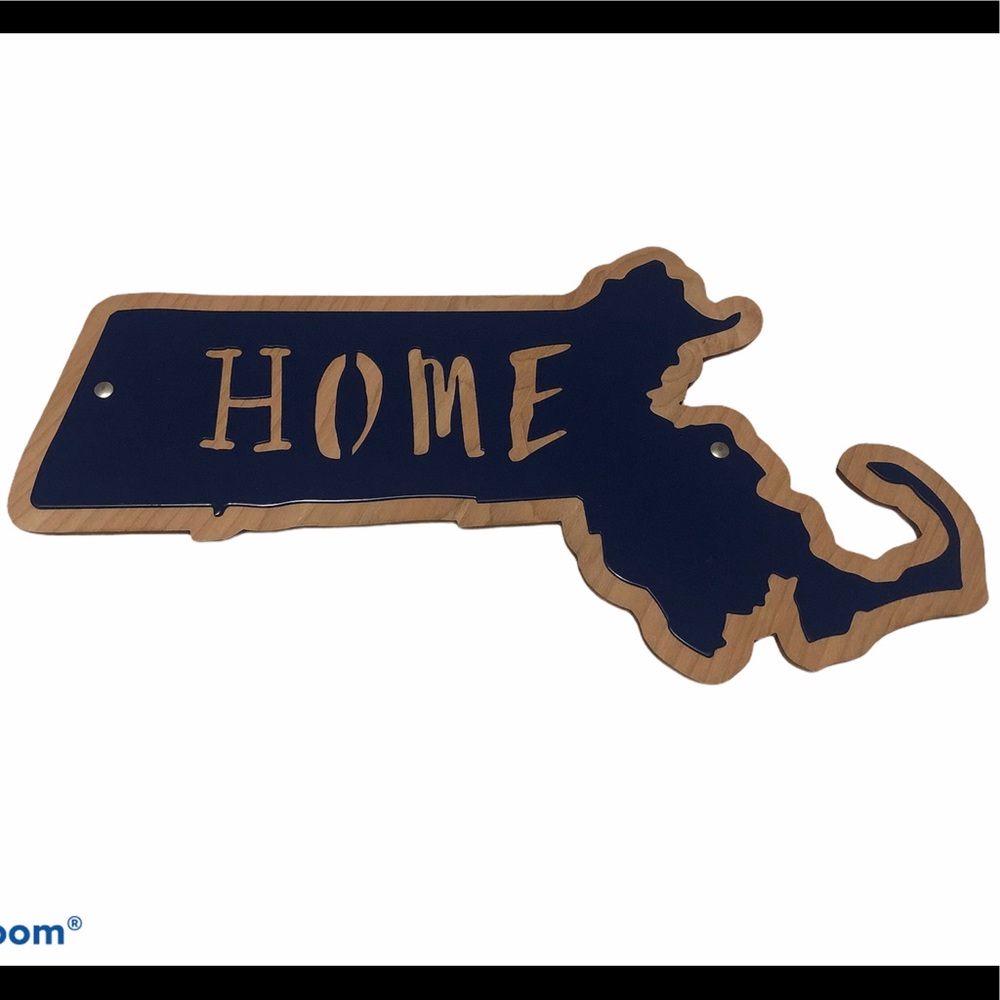 Massachusetts MA Home Sign Metal Wood